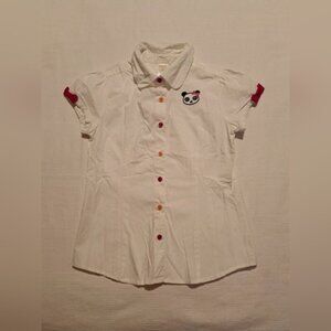 Gymboree girls size 10 white blouse Panda Academy line, EUC